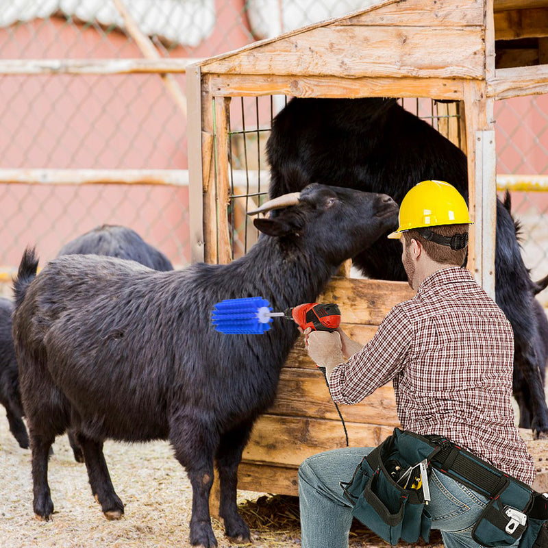 EBaokuup Livestock Mini Roto Drill Brush Attachment-0.2 Inch Drill Shank Cattle Fur Brush-Cattle Scratcher Roto Brush for Goat Sheep Cattle Horse Pig Grooming 1 Pcs - PawsPlanet Australia