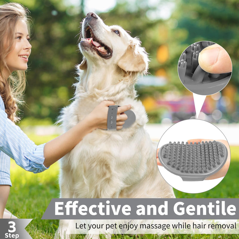 Comotech 6PCS Dog Bath Brush & Dog Toothbrush | Adjustable Handle Shampoo Brush & Scrubber for Short & Long Haired Dogs & Cats | Effectively Solve Odor & Stain Removal Problems (Gray Gray Black) Gray Gray Black