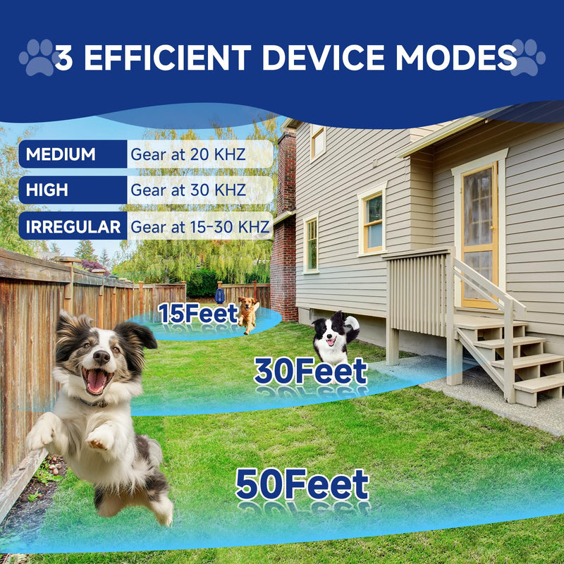 BOKKY 2 Pack Dog Bark Deterrent Devices in 3 Adjustable Modes Convertible Waterproof Anti Barking Silencer for Dog - Ideal for Outdoor and Indoor(Blue) 2PACK-BLUE - PawsPlanet Australia