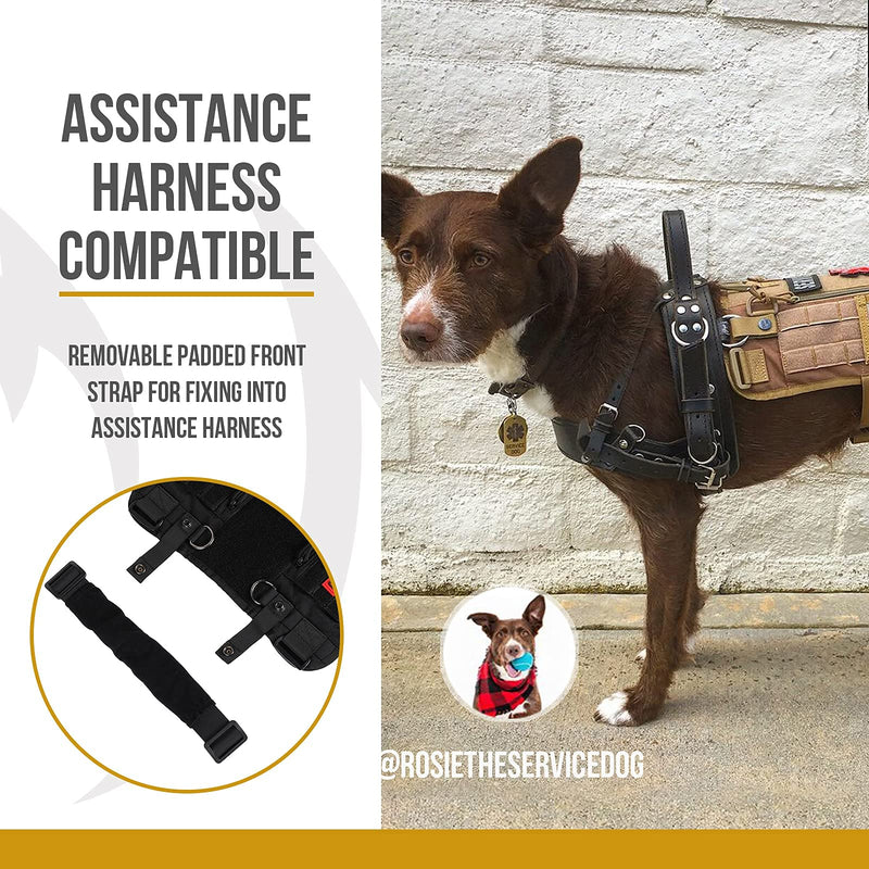 Service Dog Harness, Large Dog Harness Removable Neck Strap Compatible with Assistance Harness & Handle (Black, Short Version) Black Small - PawsPlanet Australia
