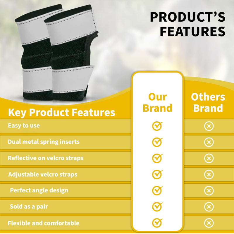 AGON® Dog Rear Brace Pair Hock Joint Brace with Metal Strings and Reflective Wraps Compression Straps Canine Back Leg Protects Wounds. Heals Prevents Injuries Sprains Loss of Stability by Arthritis Medium - PawsPlanet Australia