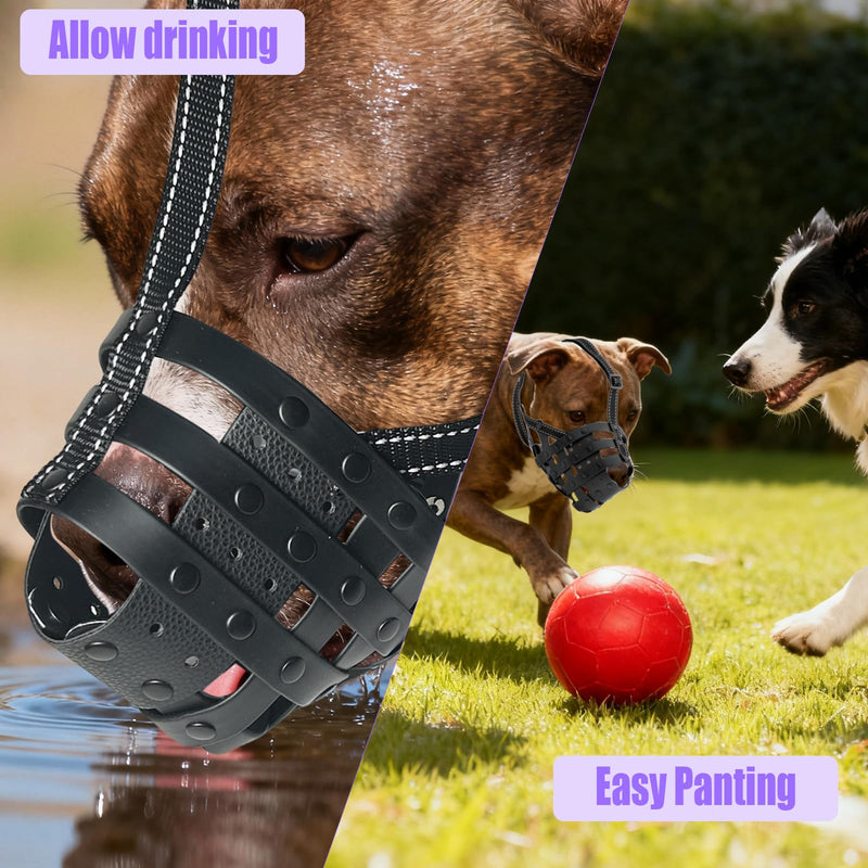 PVC Woven Basket Dog Muzzle for Medium & Large Sized Dogs - Pitbull, Amstaff & Rottweiler Breathable Adjustable Muzzle, Safe Anti-Chewing Biting Comfortable M - PawsPlanet Australia