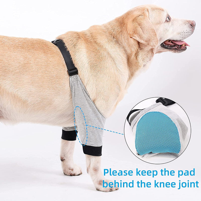Dog Front Leg Hock Joint Wrap Protects Wounds Compression Brace Sleeve with Straps for Heals and Prevents Injuries and Sprains Helps Arthritis For Small Medium Large Dogs (S) S