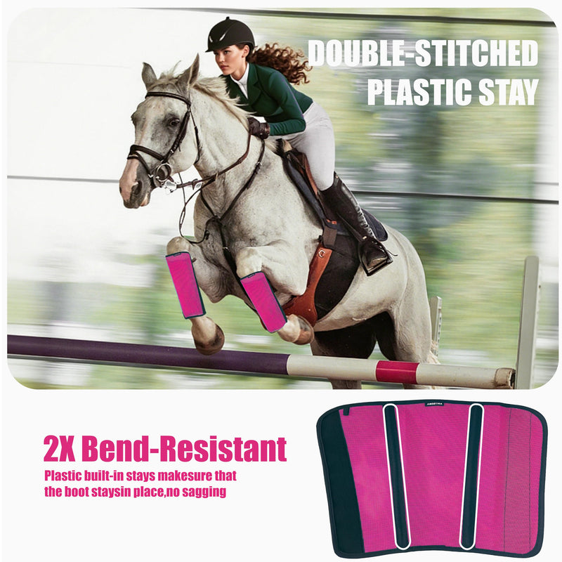 Mesh Horse Fly Boots Set of 4, Loose Fitting Shoofly Leggings for Horses with Breathable & Adjustable, Fly Leg Wraps for Horses Stop Annoying Stomping, Stay-on Comfortable Shoo Fly Boots (Pink) Pink - PawsPlanet Australia