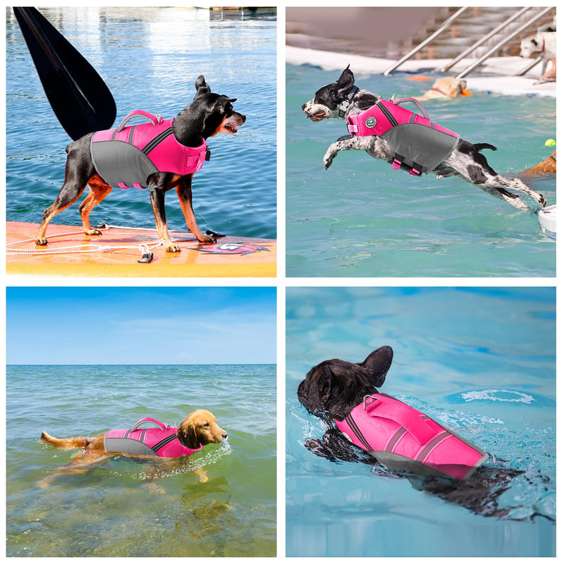 Dog Life Jacket, Reflective & Adjustable Dog Life Vest for Swimming & Boating, Ripstop Pet Safety Vest with Rescue Handle, High Buoyancy Dog Life Preserver for Small Medium Large Dogs Pink - PawsPlanet Australia