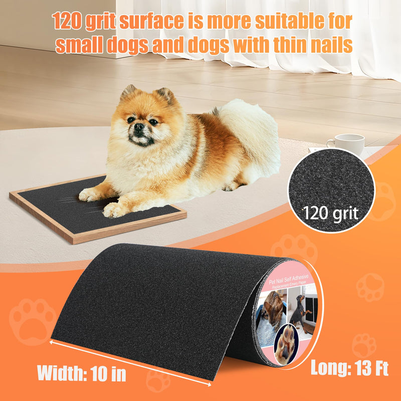 120 Grit Pet Nail Self Adhesive Replacement Emery Paper - Suitable for Small and Dogs with Long Quicks - Scratch Alternatives to Cat and Dog Nail Clippers (10in*13ft, Black, 120 Grit) 10in*13ft Black?120 grit? - PawsPlanet Australia