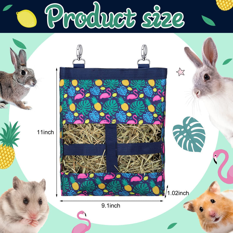 2 Pieces Guinea Pig Hay Bag Washable Pet Rabbit Hay Feeder Bag with 2 Holes Cute Small Animal Hanging Feeder Sack Storage for Rabbit Guinea Pig Chinchilla Hamster Small Pets (Flamingo, Orange) Flamingo, Orange