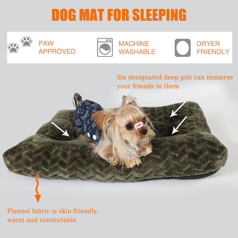 Dog Crate Bed for Small Size Dogs Washable fit 24 inch Crate or Cages Kennel Pad with Anti-Slip Pet Pillow Cushion Sleeping Up to 25 lbs Puppy Cat,24x18 Olive Green 24"x17"x4" - PawsPlanet Australia