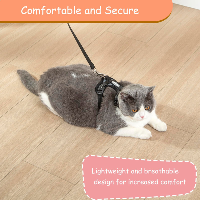 Cat Harness and Leash Set for Walking Lightweight Escape Proof Kitten Vest Harness Soft Fit for Cat Puppy Rabbits Easy Control (Grey Black, M(Chest:12.5''-19'', Neck:8''-12'')) M(chest:12.5''-19'', neck:8''-12'') Grey Black - PawsPlanet Australia