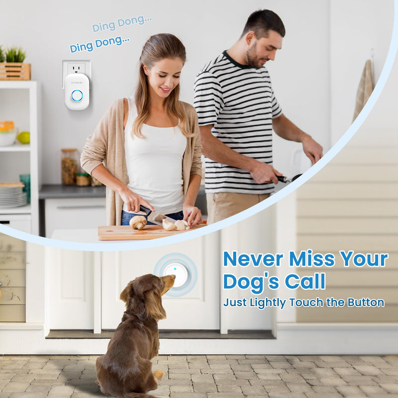 Dog DoorBell for Potty Training, Wireless Doggie Door Bell Operating at 1000 Feet with IP65 Waterproof Touch Button, 32 Melodies 1 Receiver + 1 Button - PawsPlanet Australia