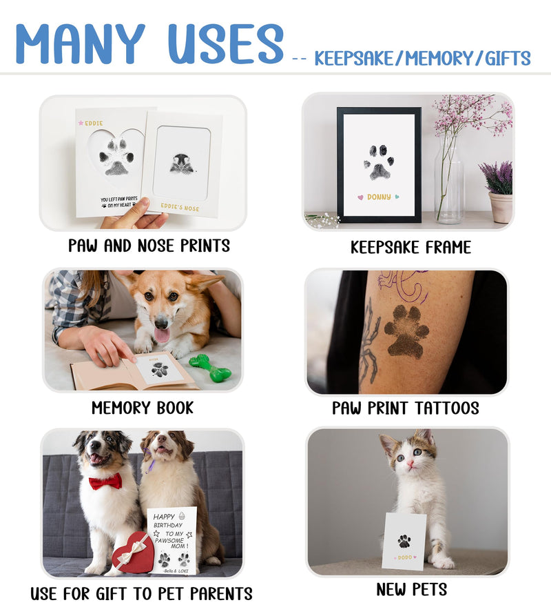 MYPAWLETS Paw Print Kit,Clean Touch/Inkless Ink Pad for Dog/Cat Pawprints,Paw Print Stamp Pad for Dogs,Dog Paw/Nose Print Kit Keepsake,Pet Paw Print Impression Kit with Frame,Gifts for Pet Parents-4M Medium (4 Pack) - PawsPlanet Australia