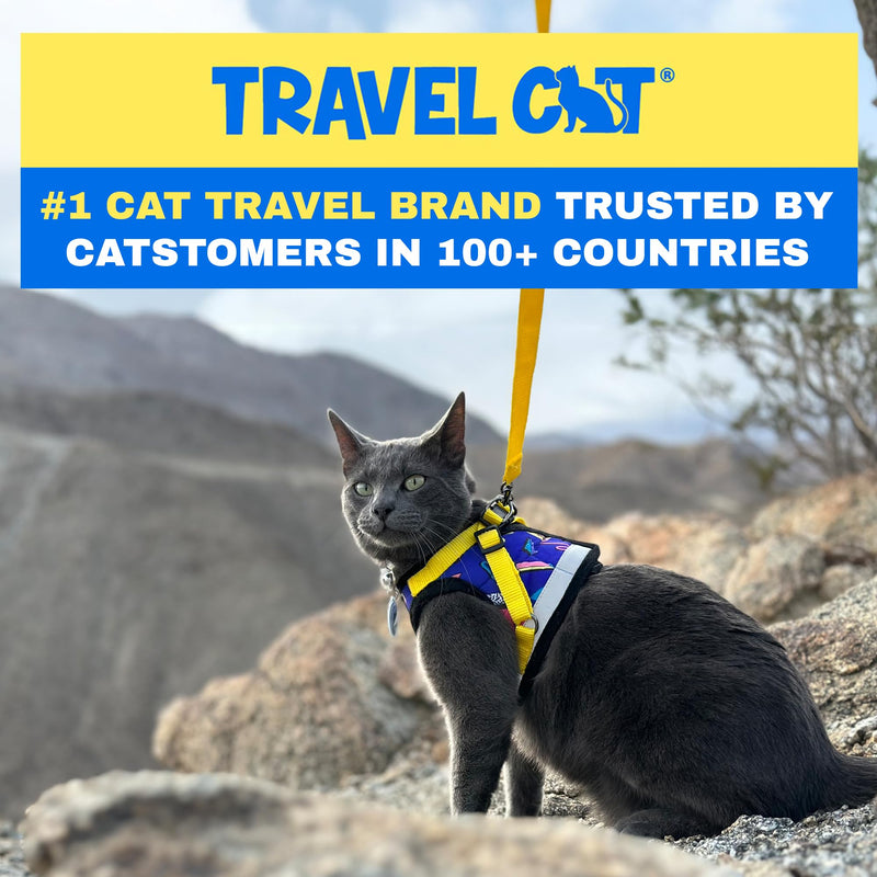 Travel Cat Harness and Leash Set - Adjustable Fit Harness and Reflective Strap - Comfort Walking Vest for Kitten for Outdoor Walking, Hiking (Medium, 90s Cat) Medium - PawsPlanet Australia