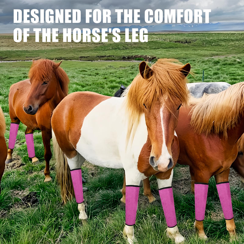 4 Pcs Fly Boots for Horses Mesh Fly Boots for Horses Set of 4 Pony Fly Boots Preventing Flies and Mosquitoes Bites Protect Horses Leggings Breathable Soft and Comfortable Pink