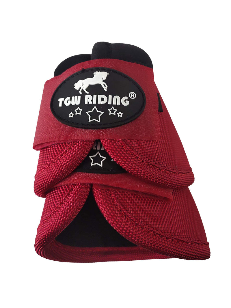 TGW RIDING 2520D Horse Bell Boots No-Turn Horse Bell Boots, Equine Ballistic Hoof Overreach Bell Boot, Pair Red Large