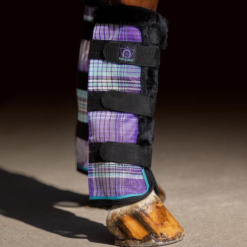 Kensington Protective Products Horse Fly Boots - Fleece Trimmed - Stay-Up Technology - Protection from Insect Bites and UV Rays - Sold in Pairs (2 Boots) Large 2017 - Lavender Mint
