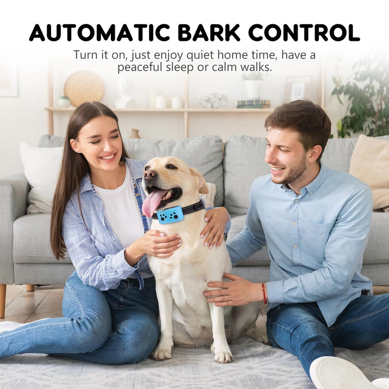 Dog Bark Collar, Svtrat Smart Bark Collar for Small Medium Large Dogs Anti Bark Collars with 4 Training Modes and 7 Level Sensitivity, Barking Collar Light Blue - PawsPlanet Australia