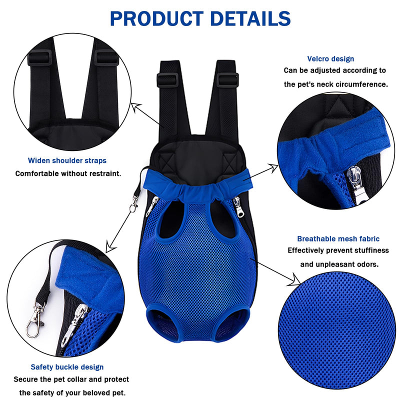 Pet Carrier Backpack, Adjustable Pet Front Carriers for Small Medium Dogs Cats 5-18 Lbs, Legs Out, Dog Cat Carrier Backpack for Hiking,Camping,Traveling,Cycling (Blue, Large（Fit:10-18lb）) Color Blue Large（Fit:10-18lb） - PawsPlanet Australia