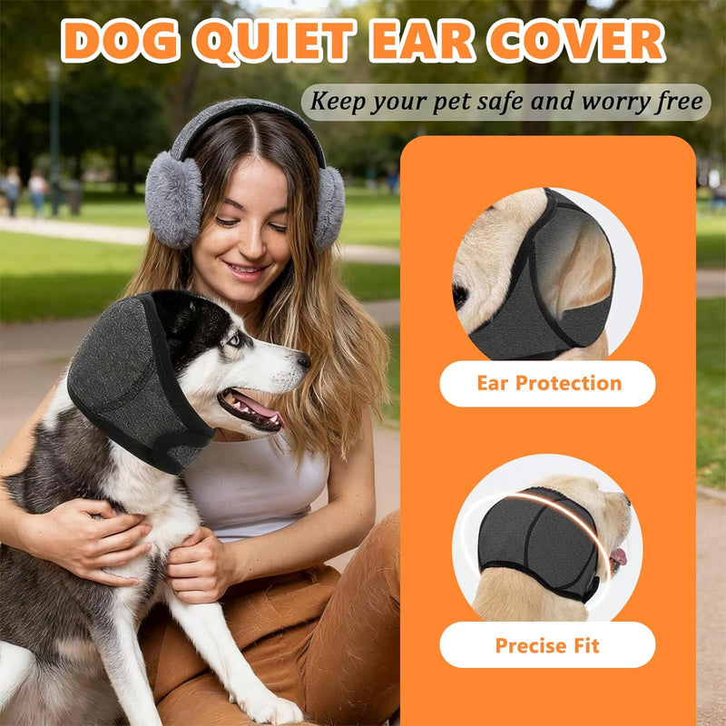 Dog Ear Defenders, Dog Snood Swim Ear Protectors, Comfort Dogs Ears Muffs Noise Protection for Anxiety Relief, Swimming, Grooming for Dogs (Gray, M)