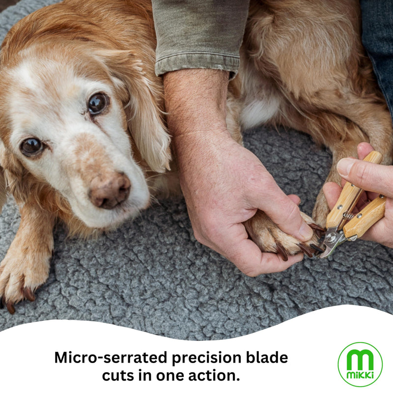 Mikki Bamboo Claw Clipper For Dogs & Cats, With Safety Stop to Reduce Risk of Over Clipping, Micro-serrated Blades for a Clean Cut, Blade Lock for Safe Storage, Suitable for All Pets, Small
