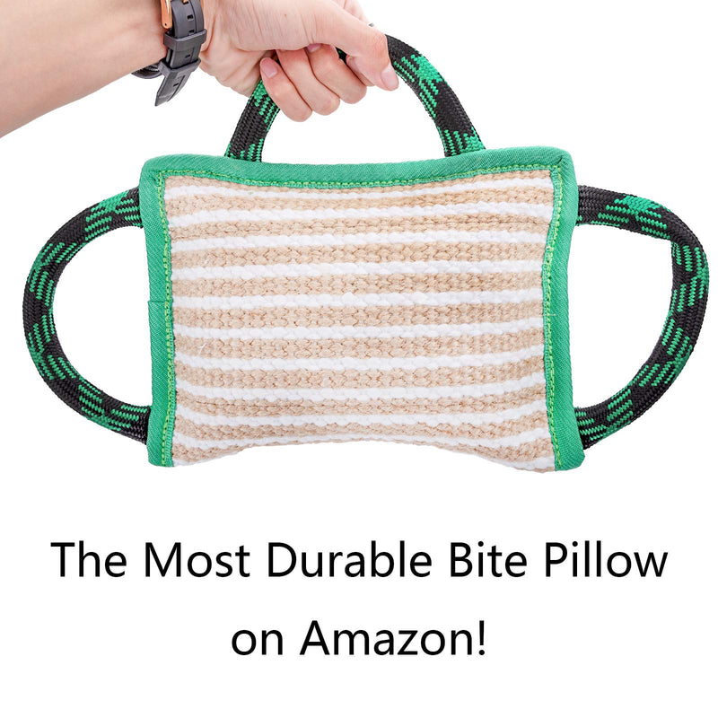 ToLanbbt Dog Toy, Tug of War Jute Bite Pillow (11' x 7.8'), Training Equipment for Medium to Large Dogs, Green Style 1 - PawsPlanet Australia
