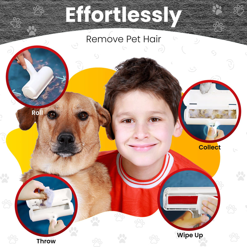 Pet Hair Remover for Laundry, Pet Hair Remover and Reusable Lint Roller - Cat and Dog Hair Remover for Furniture, Couch, Carpet, Clothing and Bedding - Portable, Multi-Surface Fur Removal Tool Red - PawsPlanet Australia