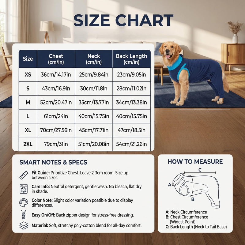Dog Bodysuit After Surgery Male with Zip, Surgical Body Dog Castration Dog Body Operation with Legs, Medical Pet Shirt Dog for Castration Body,Leak Protection Rear Leg (S) S