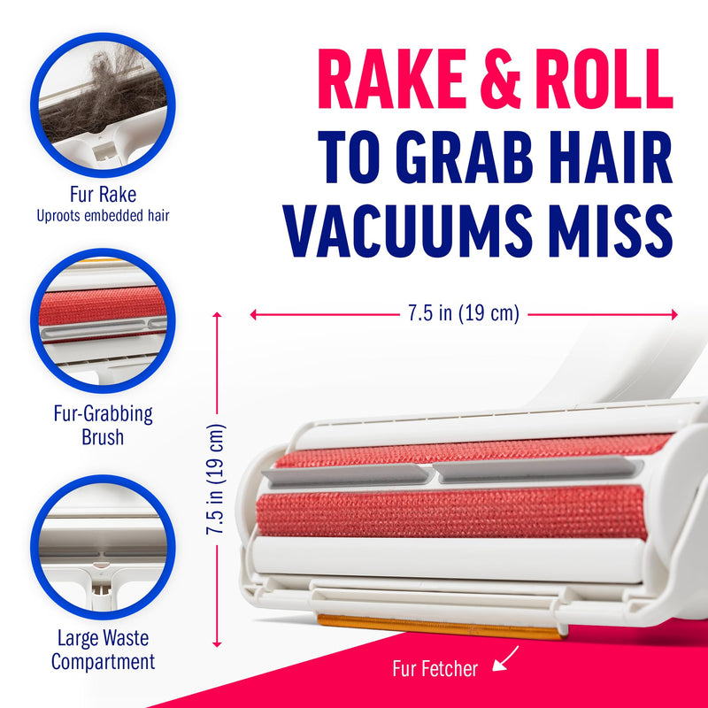 ChomChom Roller & Rake – Reusable Pet Hair Removal Roller with Rake Attachment for Cat & Dog Fur on Furniture, Couch, Carpet, Car, Rugs, Bedding & More– Portable, Eco-Friendly - PawsPlanet Australia