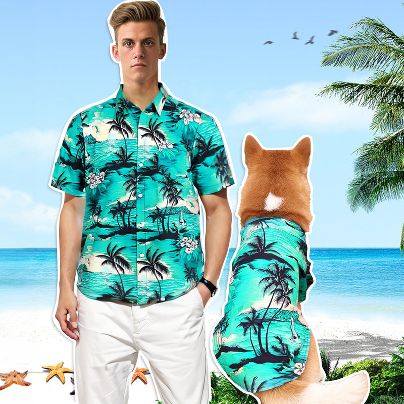 Dog Shirts Hawaii Dog Clothes for Small Medium Large Dogs Owner and Pet Shirts are Sold Separately L-(47.24"Bust)-for Human Green Only for Human - PawsPlanet Australia