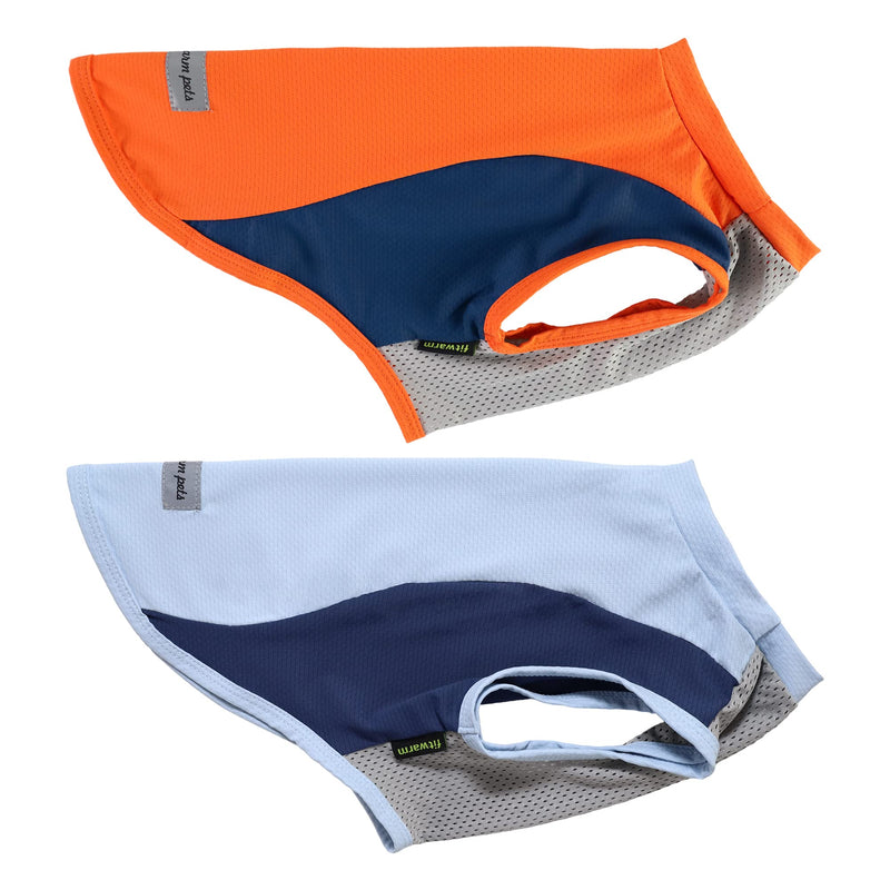 Fitwarm 2 Pack UPF 50+ UV Sun Protection Dog Shirt, Quick Dry Summer Dog Clothes for Small Dogs Boy Girl, Reflective Label, Lightweight Breathable Cooling Vest, Pet Cat Outfit, Orange, Blue, XL X-Large Orange-Blue - PawsPlanet Australia