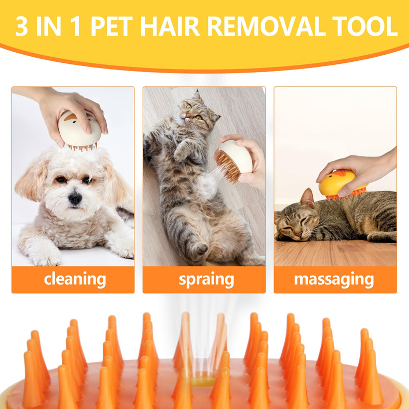 3 in 1 Cat Steam Brush for Shedding Spraing Cleaning and Massaging Dog Pet Hair Brush (White) White - PawsPlanet Australia