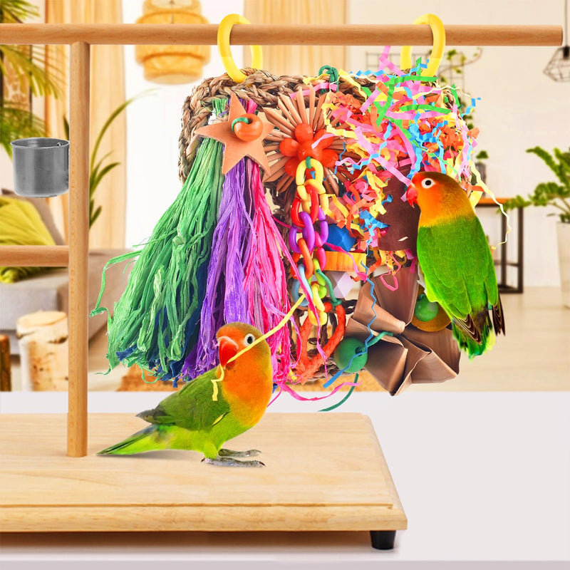 KATUMO Conure Toys, Bird Grass Mat Parakeet Shredder Hanging Toy Cockatiel Foraging Entertainments Parrot Climbing Wall Chewy Lovebird Cage Playthings for Small to Medium Birds natural - PawsPlanet Australia