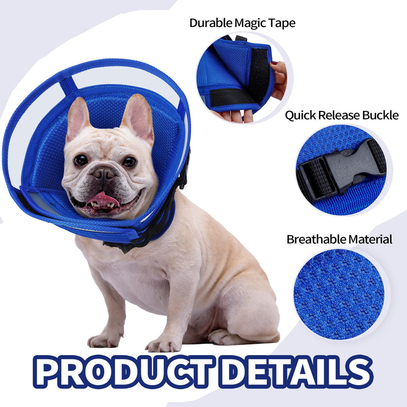 Kuoser Dog Cone Collar Soft Adjustable Post Surgery Recovery, RoyalBlue S | Collars for Dogs and Cats, Adjustable Neck Recovery Collar for Pets After Surgery Anti-Bite Lick Wound Healing Safety Blue