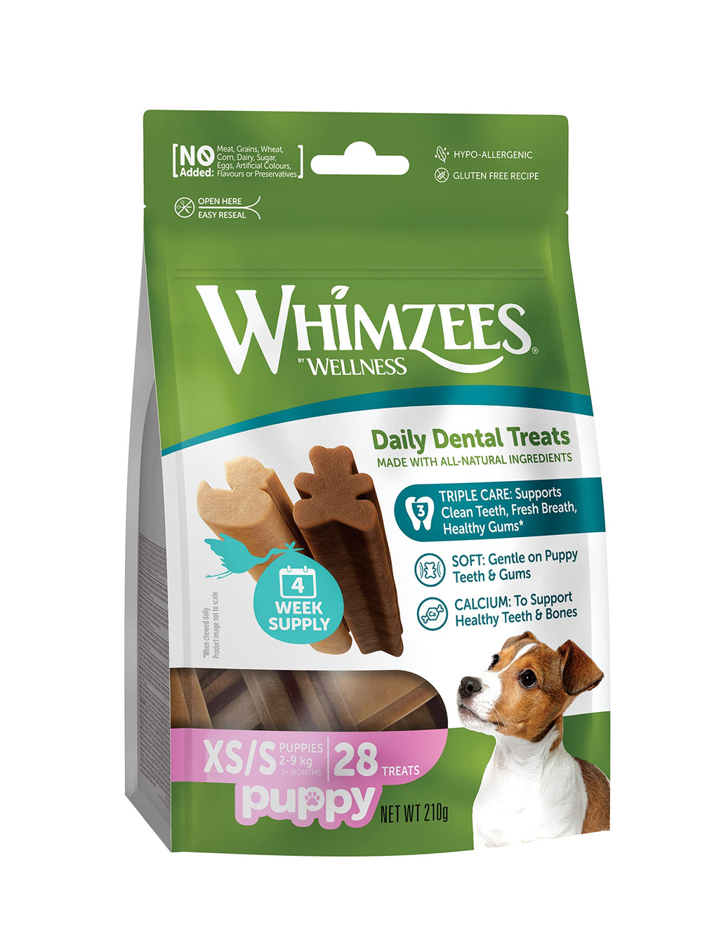 WHIMZEES Puppy Stix, Natural and Grain Free Dog Chews, Puppy Dental Sticks, 28 Pieces, Size XS/S 28 g (Pack of 1) Extra Small to Small Breed (2-9kg)