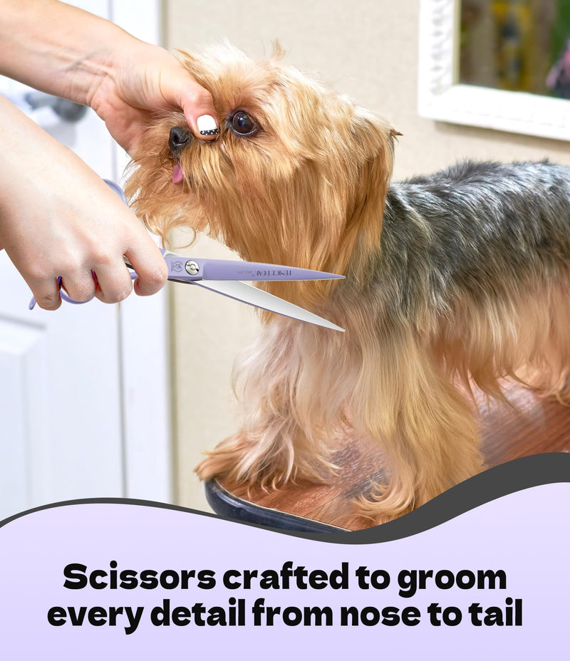 Fenice Peak 6.5" Professional Thinning Dog Grooming Scissors, Japanese 440C Stainless Steel Dog Thinning Shears, Lightweight Pet Trimming Scissors for Face, Body, and Paws, Violet Single Thinner Scissor