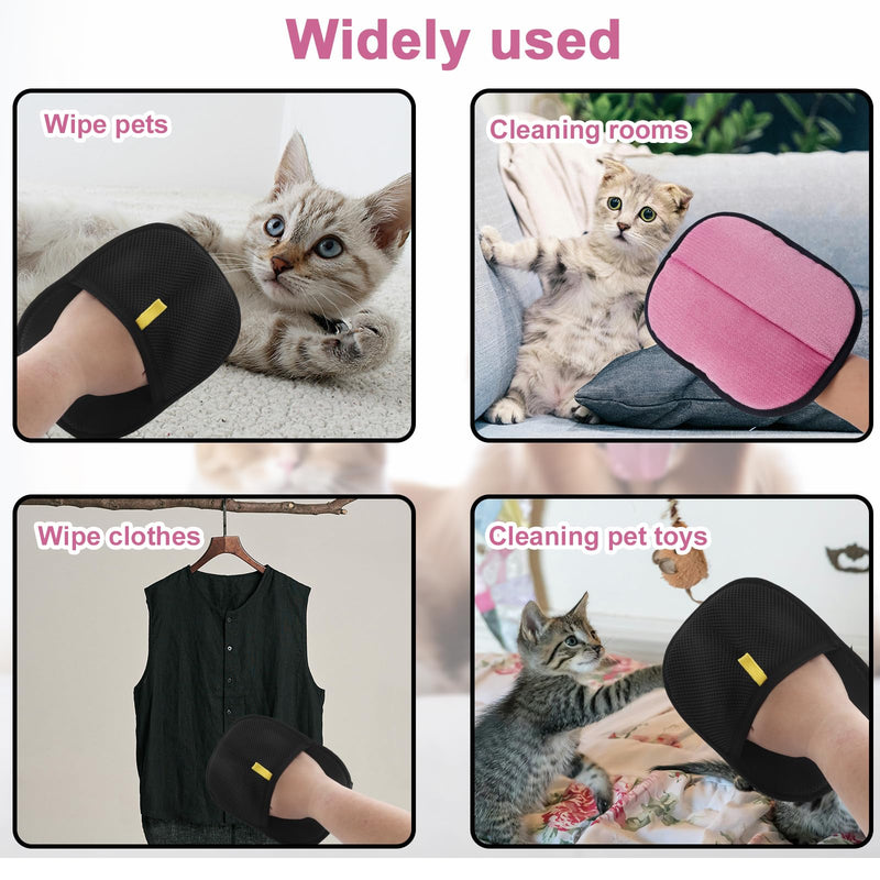 Double-Sided Pet Grooming Gloves, Electrostatic Versatile Static Pet Hair Remover Glove Reusable Static Cat Grooming Tools for Carpet Couch Clothing Furniture Supplies (Pink) Pink - PawsPlanet Australia