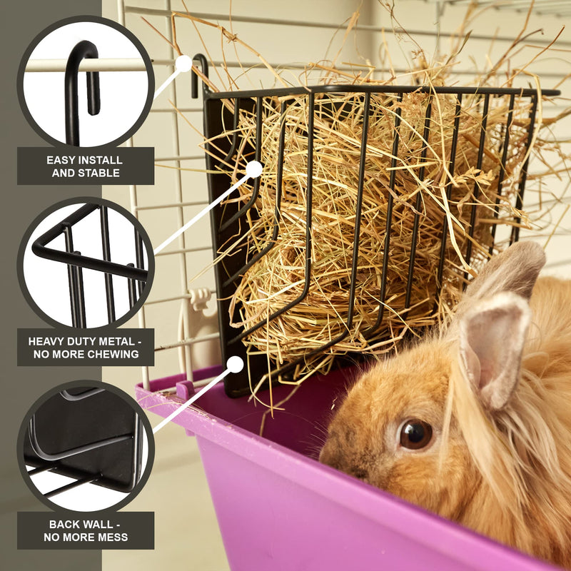 Hay Feeder for Rabbit, Guinea Pig, Bunny, Chinchilla, Heavy Duty Metal Rack Hay Holder - 7.3x4.3x6.7 inch - PawsPlanet Australia