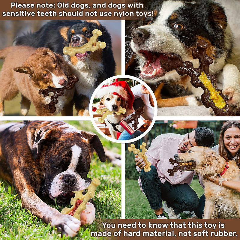 2 Pack Dog Chew Toys for Aggressive Chewers,Boredom and Stimulating Best DogToys for Medium/Large Breed,Tough Durable Almost Indestructible Dog Bones for Teeth Cleaning and Training - PawsPlanet Australia