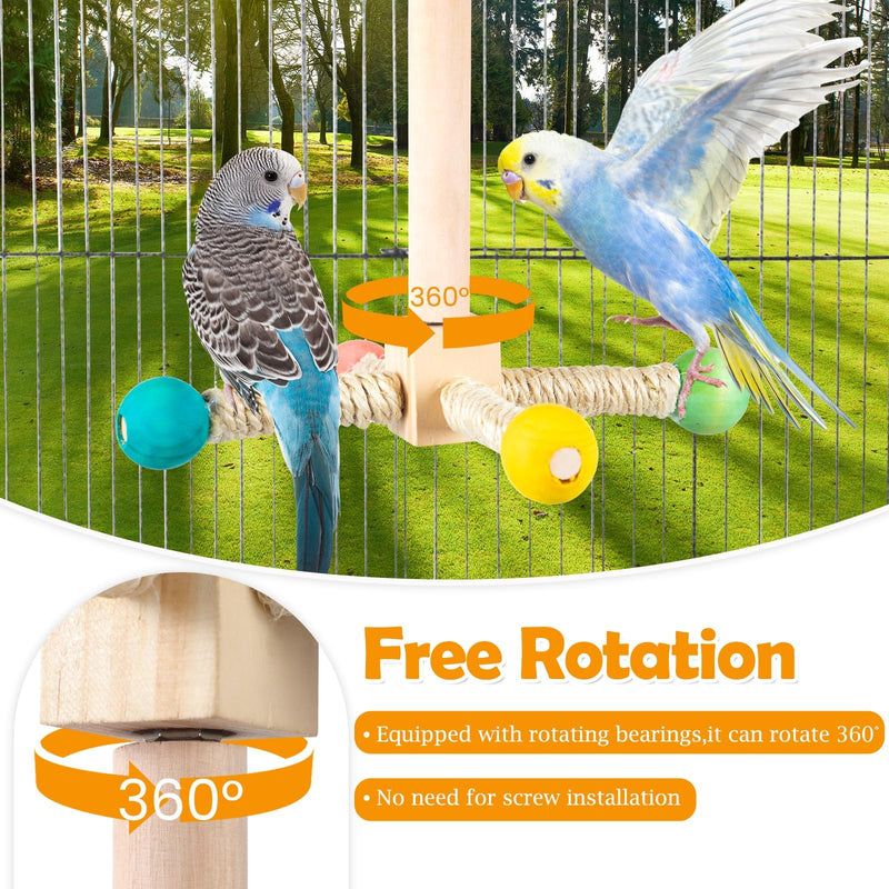 Rotating Bird Perches Toy, Interactive Spinning Parrot Parakeet Toys, Wooden Exercise Stand Bird Cage Accessories for Budgies,Cockatiels,Small Birds Rotating Bird Swing Toys - PawsPlanet Australia