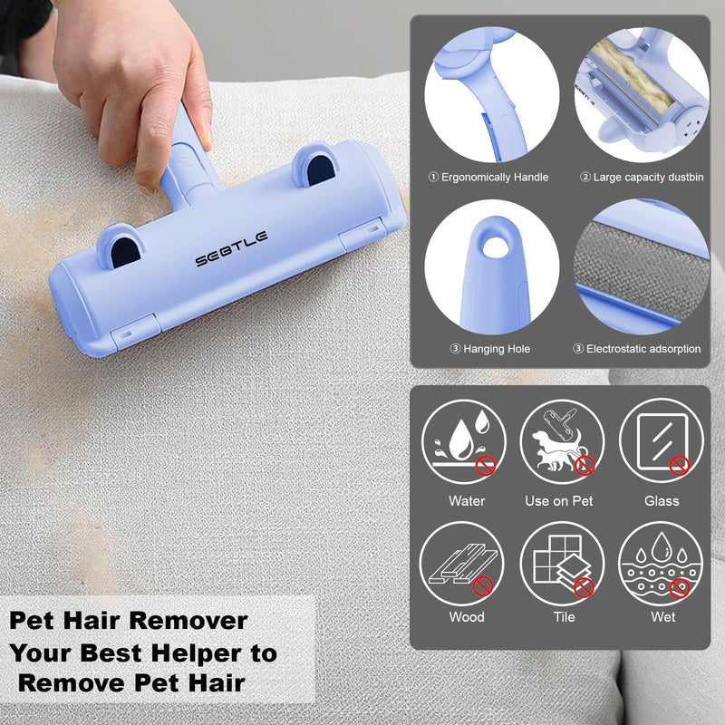 Pet Hair Remover Roller,Reusable Animal Hair Removal Brush for Dogs and Cats,Lint Remover Easy to Clean Pet Fur from Carpet,Sofa,Bedding,Furniture and Rugs,Blue Blue - PawsPlanet Australia