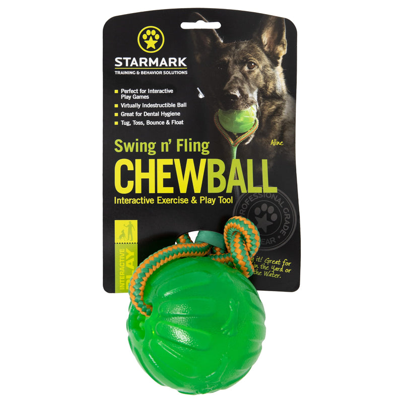 Starmark Everlasting Fun Ball on a Rope Dog Toy,Greens,Medium/Large - PawsPlanet Australia