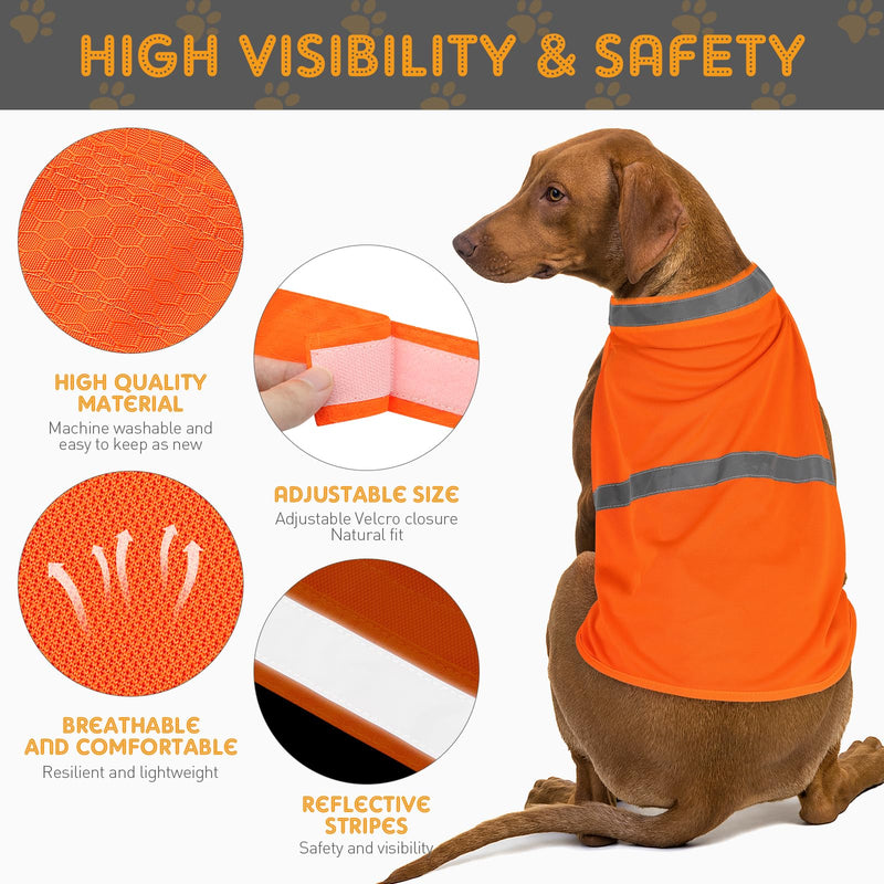 Dog Reflective Vest, Orange Dog Hunting Vest for Outdoor, Adjustable Pet Jacket, Soft Pet Safety Clothes for Small Medium Large, 2 Packs Orange - 2 Packs XL - PawsPlanet Australia