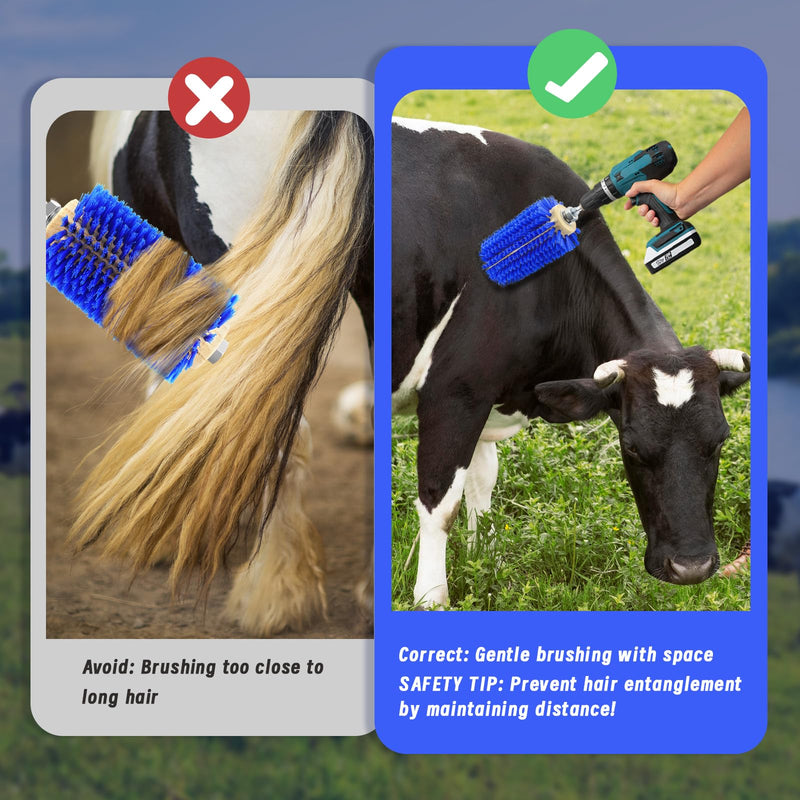 2 Pcs Mini Roto Brush for Livestock, Drill Brush Attachment for Stimulating Livestock Hair, Scratching Shedding Tool for Cattle Horse Sheep Goat Grooming - PawsPlanet Australia
