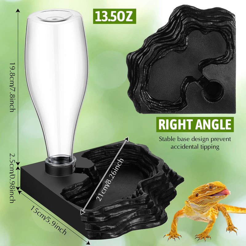 Reptile Water Feeder, 2 Pack, Automatic Water Dispenser, 13.5Oz, for Bearded Dragon, Terrarium, Turtle, Geckos, Frog black, clear - PawsPlanet Australia