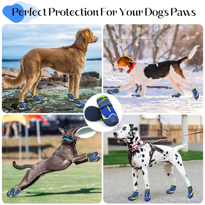 Illumifun Dog Shoes for Hot Pavement, 4 Pack Breathable Anti-Slip Boots, Reflective Dog Booties, Summer Outdoor Paw Protectors (#0) Blue #0