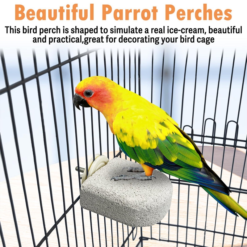 PINVNBY 4 PCS Bird Perch Stands Parrot Calcium Perch Beak Grinding Stone Foot Claws Trimmer Parakeet Platform Parrot Chewing Toys for Small Medium Cockatiel Conure Lovebird Finch M, 4 pcs - PawsPlanet Australia