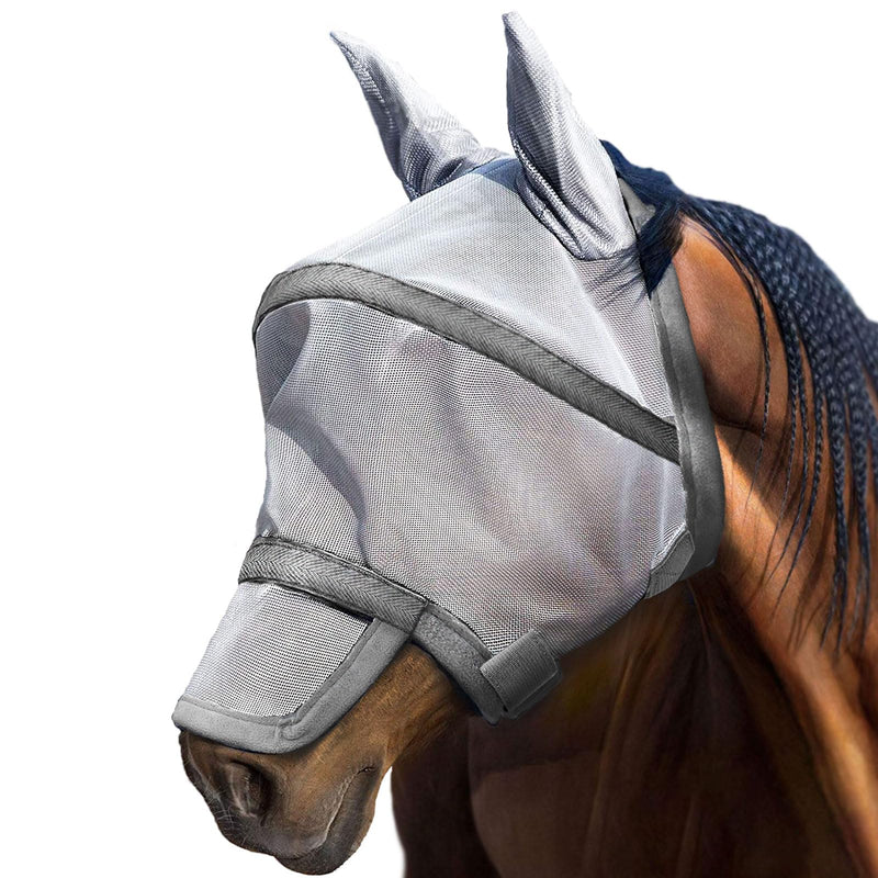 Harrison Howard Maskology Supreme Nylon Framework Micro-Woven Material UV-Proof Horse Fly Mask Grey-Cob Cob (Medium)