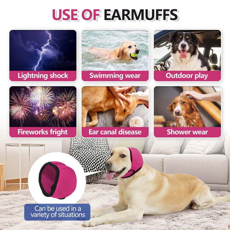 Waterproof Dog Swim Hat Bath Cap,Pet Calming Head Cover Ear Wraps for Anxiety Relief_S(Rose Red) Small Rose Red