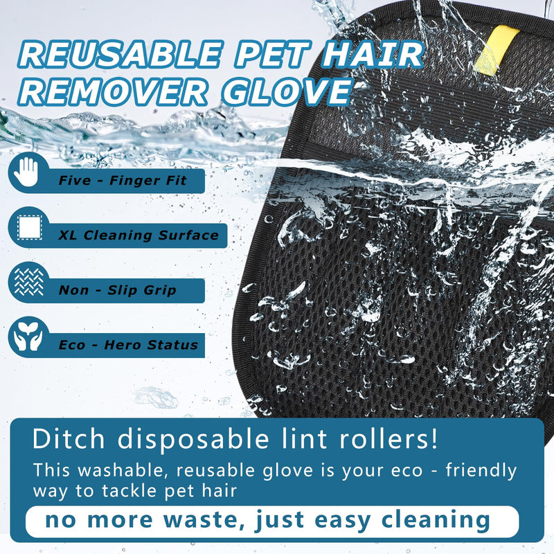 2Pcs Magic Brush Pet Hair Remover, Five-Finger Electrostatic Cat & Dog Hair Removal Gloves for Furniture, Couch, Carpet, Bedding, Reusable Cleaning and Grooming Mitts 2 pack - PawsPlanet Australia