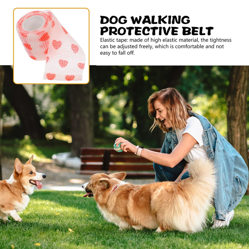 Beavorty Self-Adhesive Elastic Pet Bandage 5cm x 4.5m Made of Highly Elastic Non-Woven Fabric, Red with Pattern, Adjustable Cat and Dog Bandage for Wound Protection During Outdoor Activities and Care