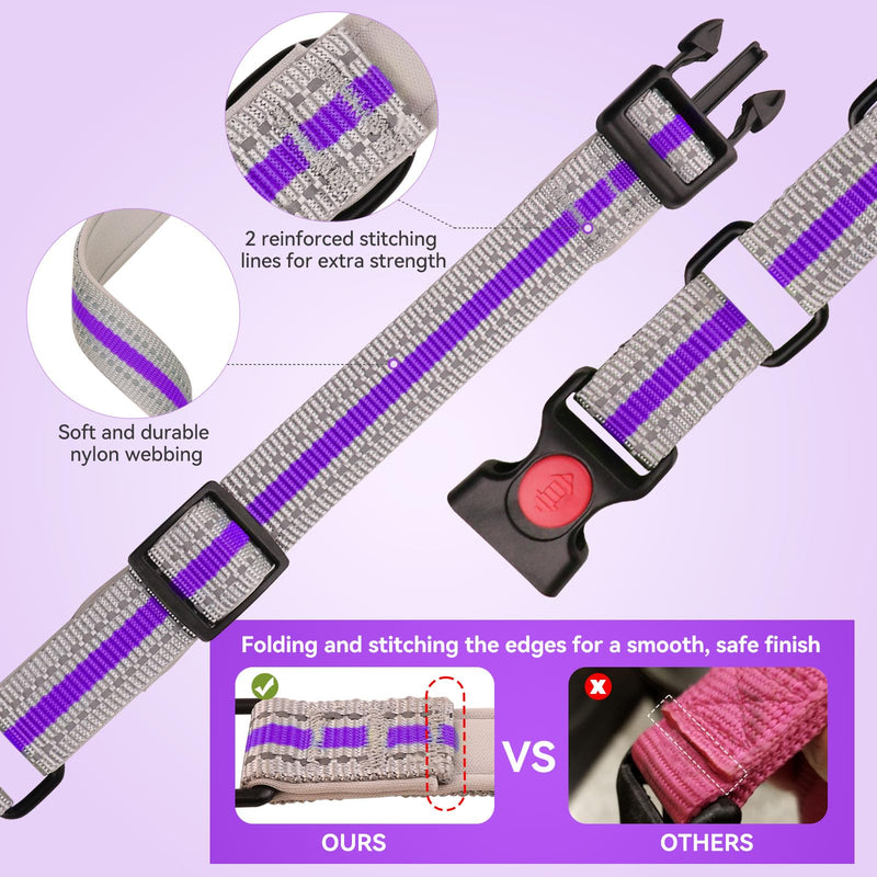 Martingale Collar for Dogs,Soft Neoprene Padded Reflective Martingale Collar and Leash Set Safety Buckle Nylon Martingale Dog Collar for Medium Dogs(Purple&M) Purple - PawsPlanet Australia